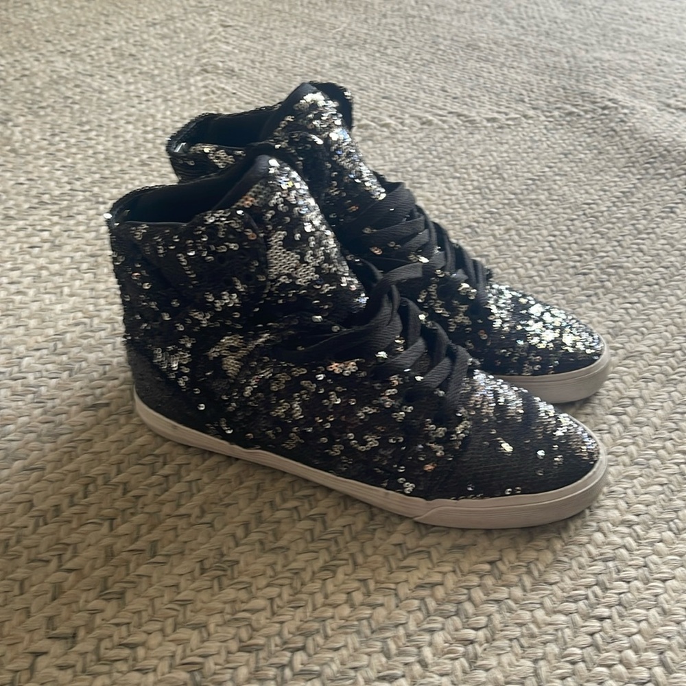 Black Sparkley Supra Sneaker